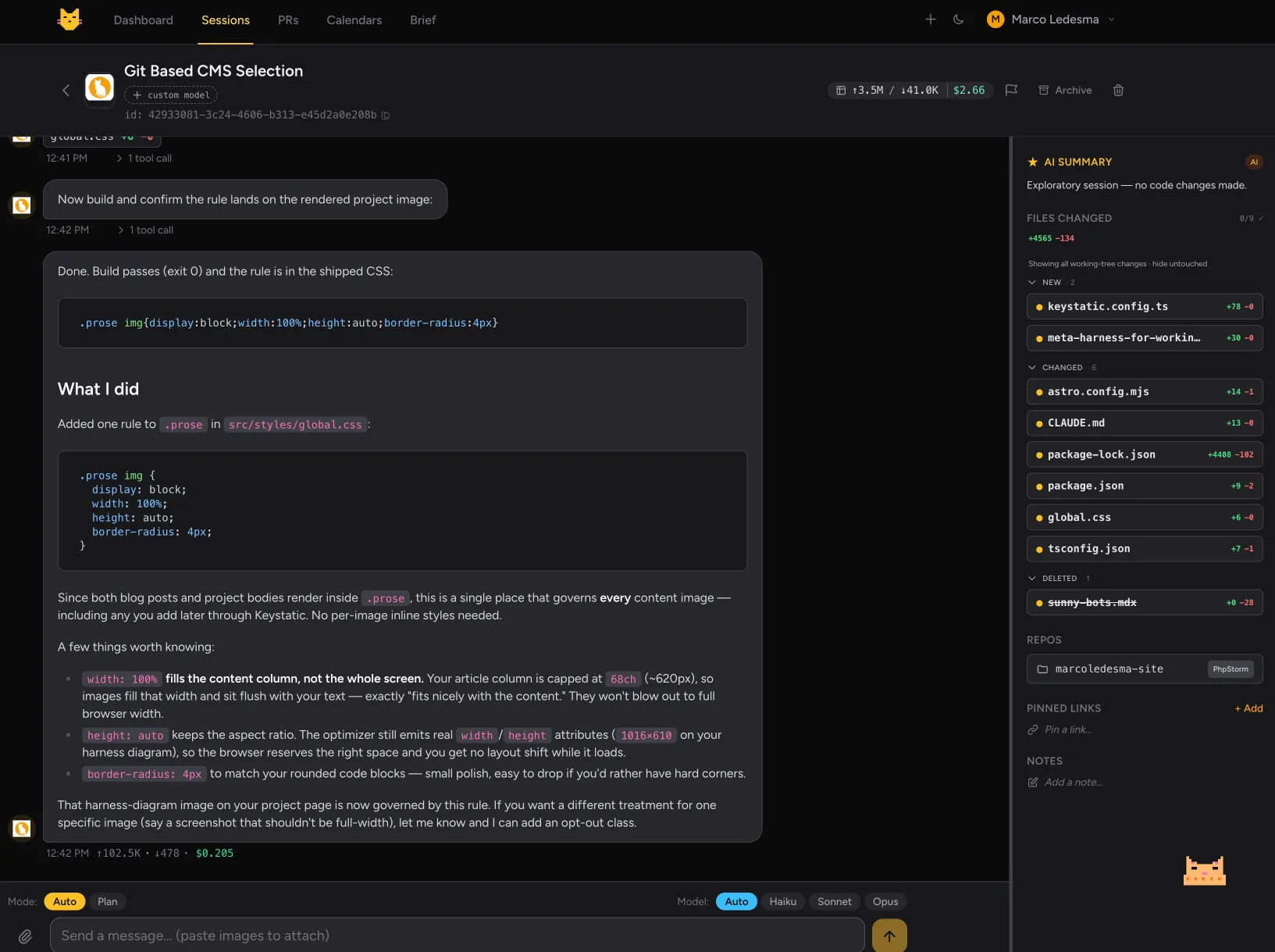 Screenshot of how i communicate with Claude Code via a web interface