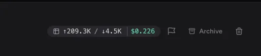 Showcasing token cost usage